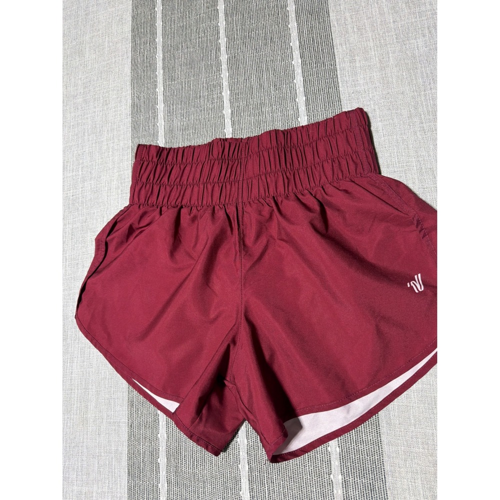 Varsity Womens Maroon High Waisted Smocked Waistband cheer Shorts Size XS